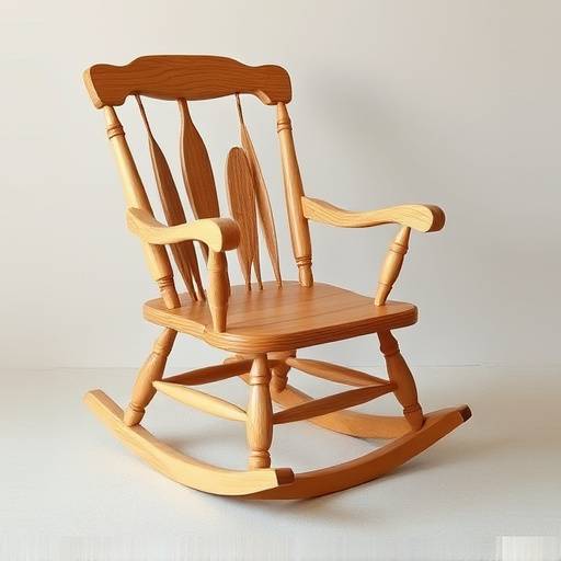 A handcrafted rocking chair with a comfortable, ergonomic design and a natural wood finish.